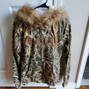 Girls With Guns (GWG) camo faux fur hoodie